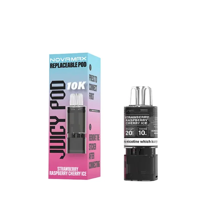 Juicy Pod Novamax 10K Strawberry Raspberry Cherry Ice Refill Pods