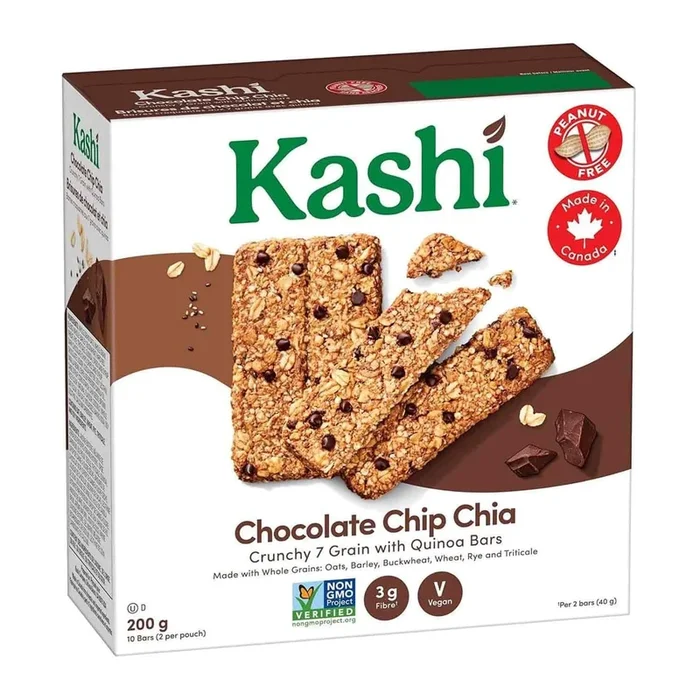 Kashi Barres Croquantes aux 7 Grains avec Quinoa Brisures de Chocolat et Chia, emb. de 10, 200 g