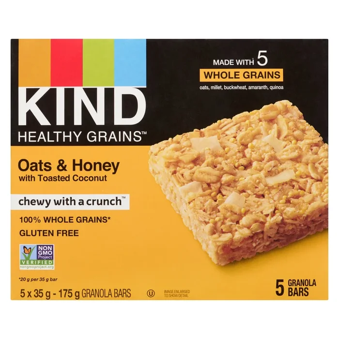 KIND Granola Bar Oats & Honey With Toasted Coconut, 5-Pack, 35 g