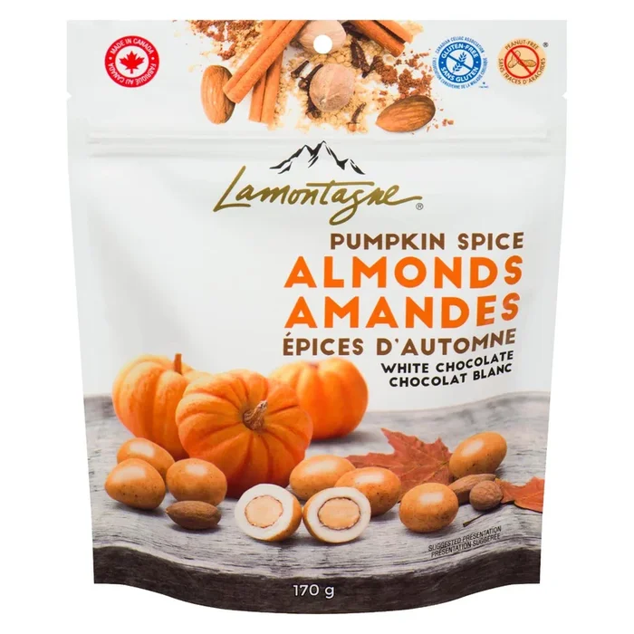 Lamontagne Pumpkin Spice White Chocolate Almonds, 170-g