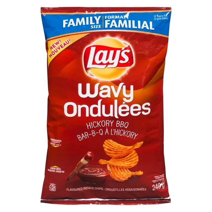Lay’s Wavy Hickory BBQ Potato Chips, 240-g