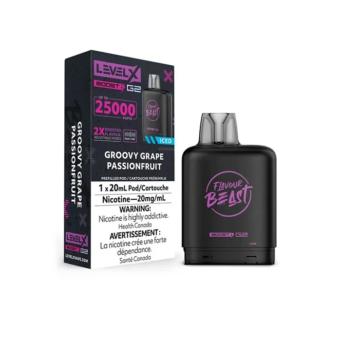 Level X Flavour Beast Boost G2 Pod – Groovy Grape Passionfruit Iced (ON)