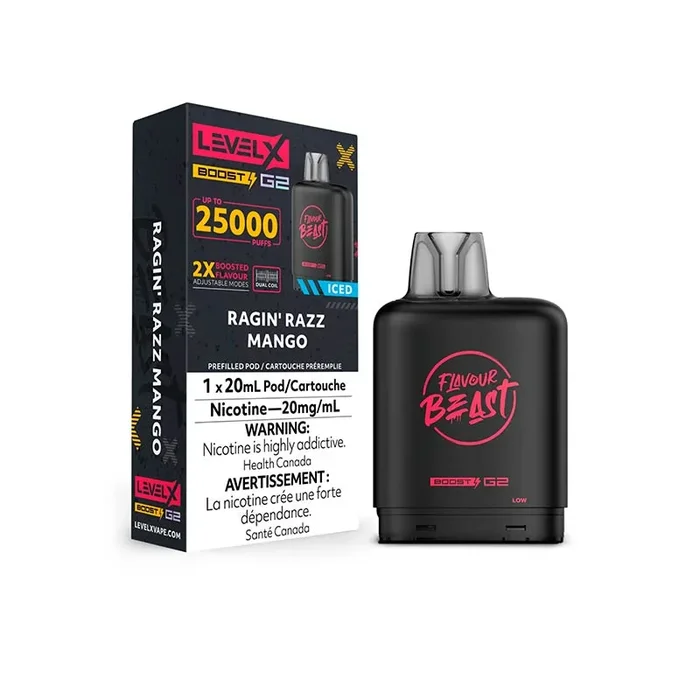 Level X Flavour Beast Boost G2 Pod – Ragin’ Razz Mango Iced (ON)