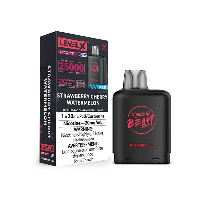 Level X Flavour Beast Boost G2 Pod – Strawberry Cherry Watermelon Iced