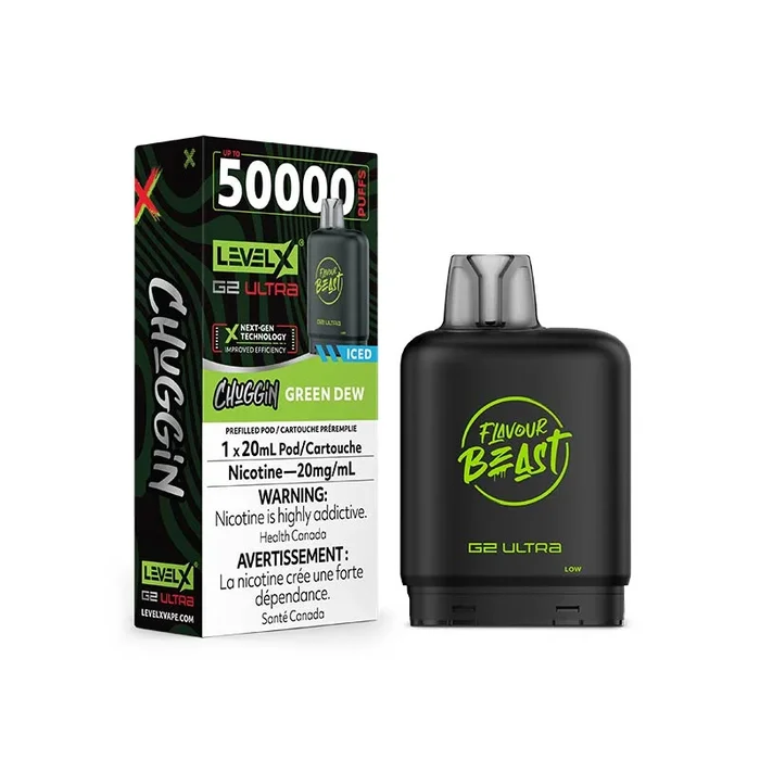 Level X Flavour Beast G2 Ultra Pod – Chuggin’ – Green Dew Ice (ON)