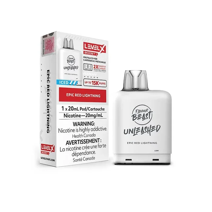Level X Flavour Beast Unleashed Boost Pod 15K – Epic Red Lightning Iced