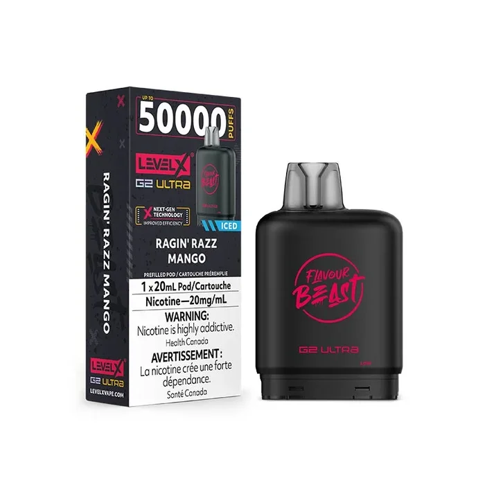 Level X G2 Ultra Pod – Flavour Beast – Ragin’ Razz Mango Iced (ON)