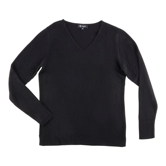 lily morgan Women’s Cashmere-Like Ribbed V-Neck Sweater