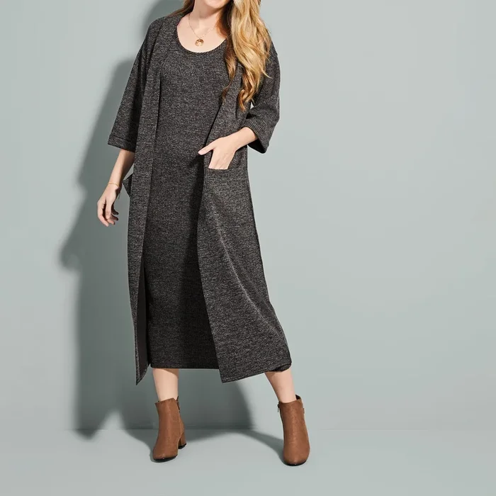 lily morgan Women’s City Blues Short Sleeve Long Cardigan with Pockets