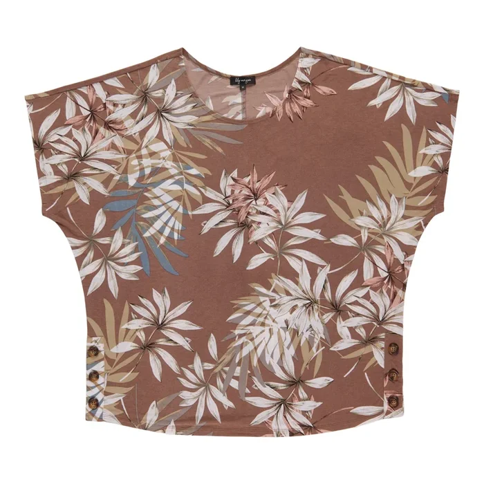 lily morgan Women’s Plus Printed Button Detail Blouse