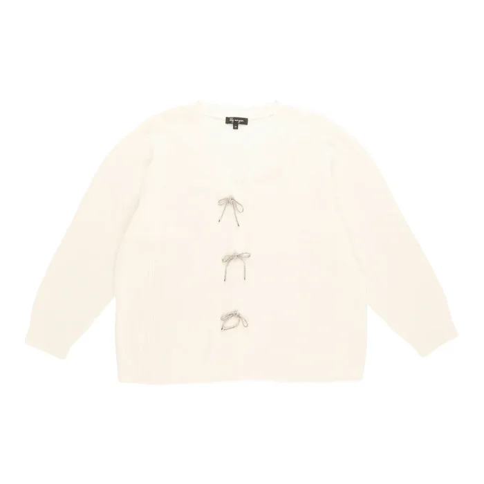 lily morgan Women’s Plus Rhinestone Bow Cardigan