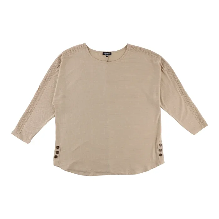 lily morgan Women’s Plus Round-Neck Ribbed Blouse