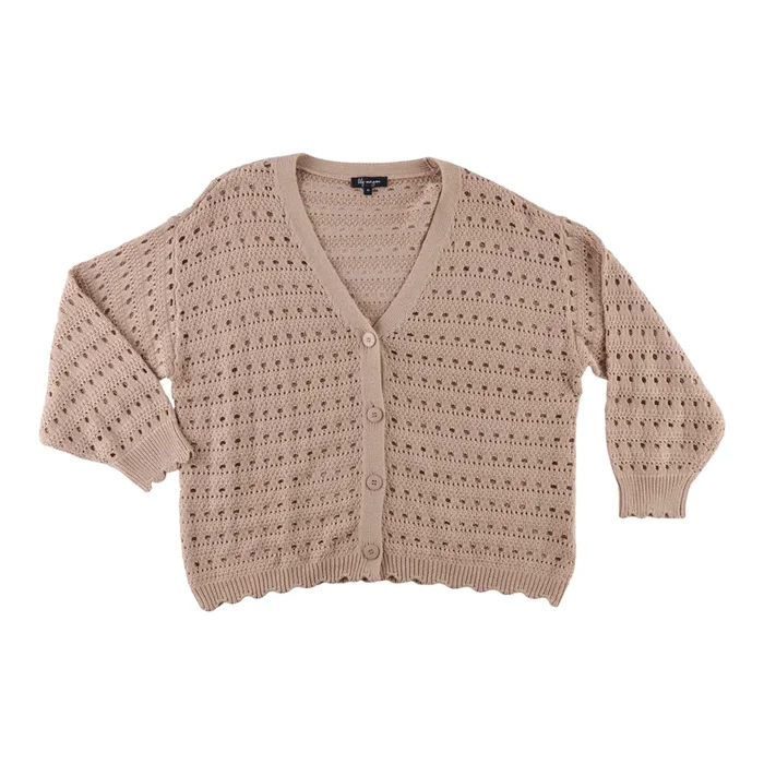 lily morgan Women’s Plus V-Neck Open Stitch Cardigan