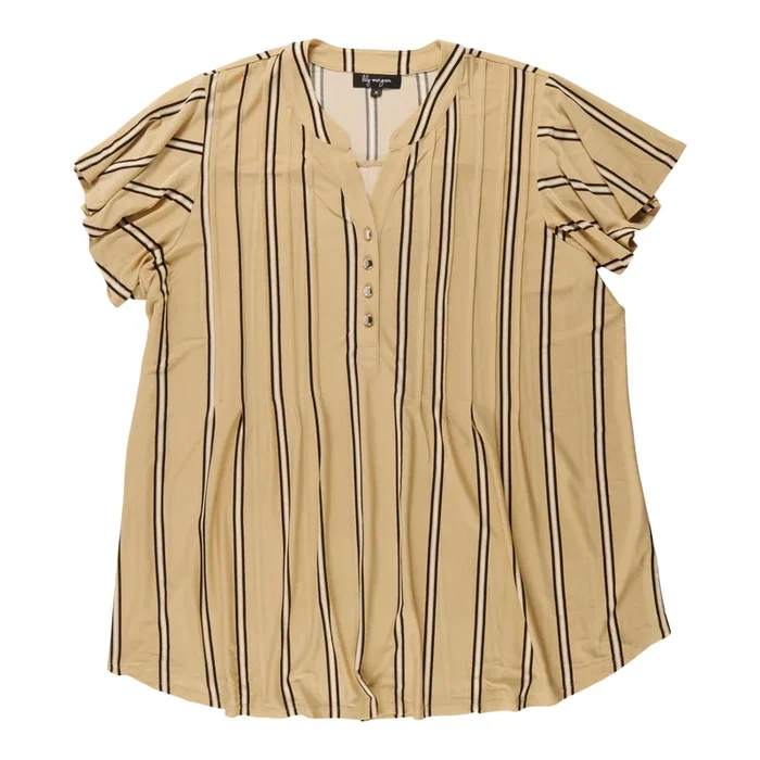 lily morgan Women’s Plus V-Neck Pintuck Blouse