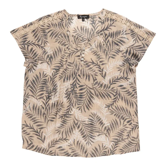 lily morgan Women’s Printed Lace Detail Blouse