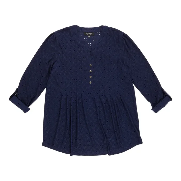 lily morgan Women’s Roll Tab Pintuck Top