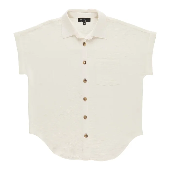 lily morgan Women’s Short Sleeve Collared Blouse