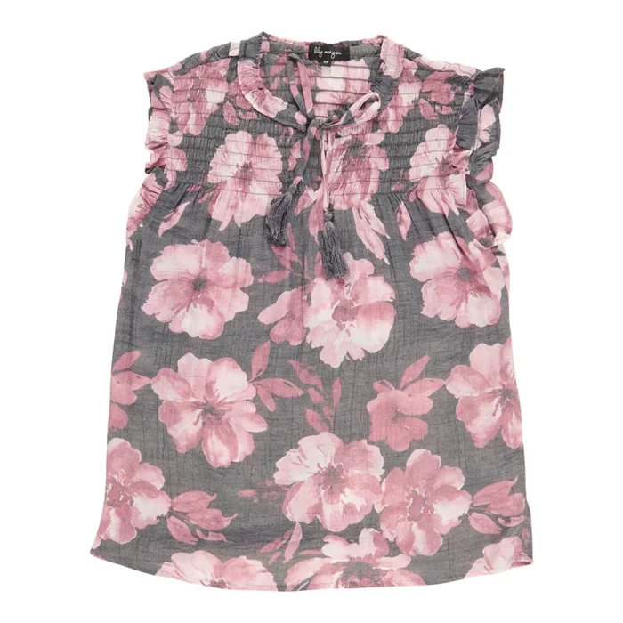 lily morgan Women’s Smocked Sleeveless Blouse