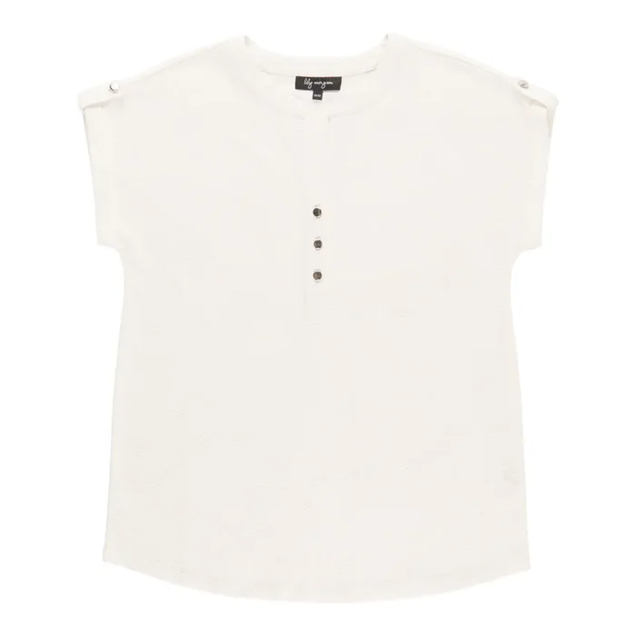 lily morgan Women’s Tab Sleeve Button Top