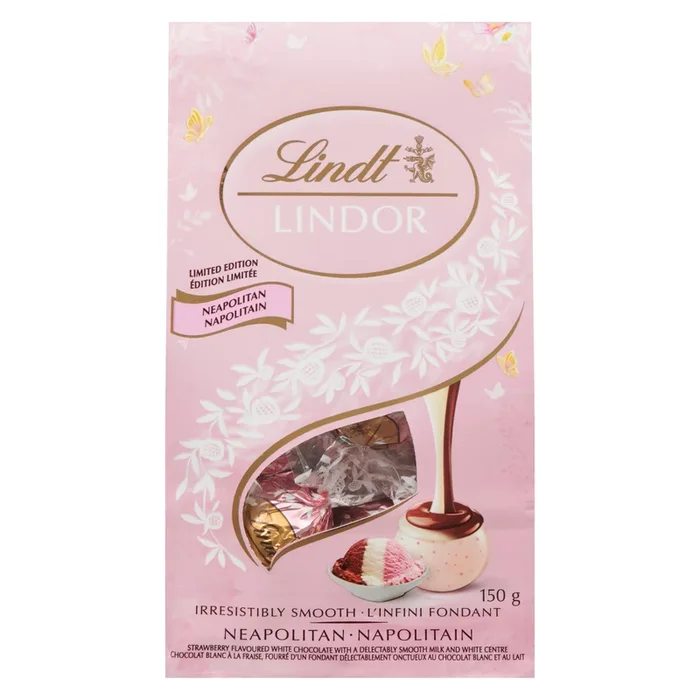 Lindt Lindor Neapolitan White Chocolate Truffle Bag, 150 g