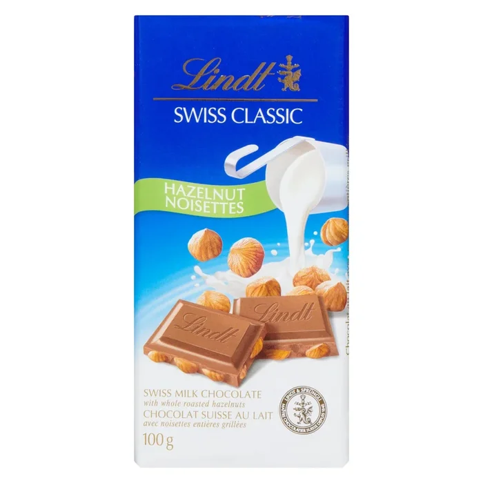 Lindt Swiss Classic Hazelnut Swiss Milk Chocolate, 100-g