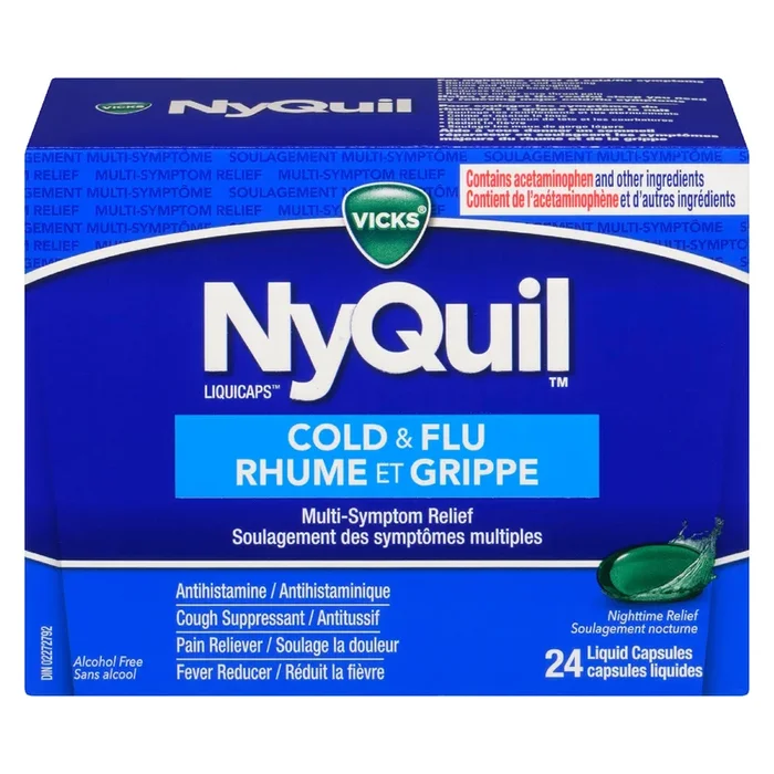 LiquiCaps Nyquil rhume et grippe Vicks, emballage de 24