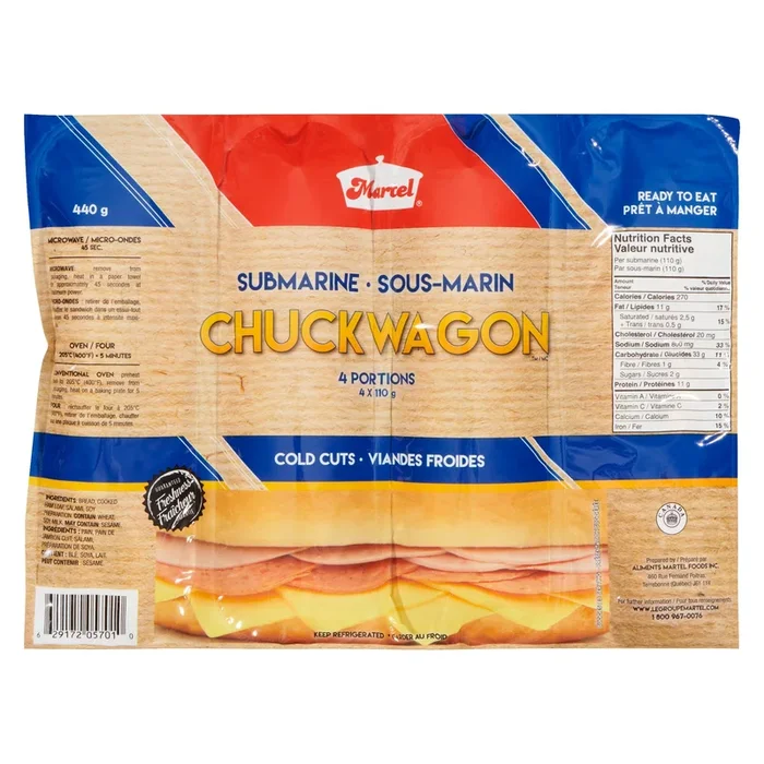 Martel sous-marin chuckwagon viandes froides, emballage de 4, 440 g