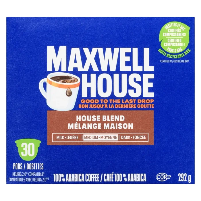 Maxwell House Medium Roast House Blend Coffee Pods, 30-Pack, 292-g