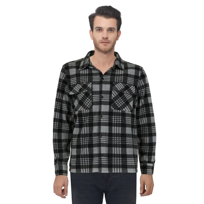 Men’s Long Sleeve Micropolar Plaid Shirt