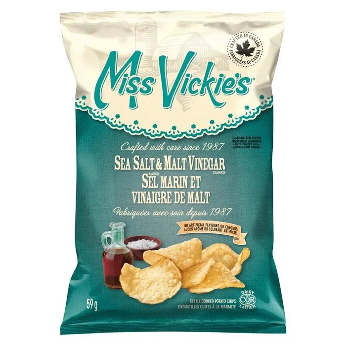 Miss Vickie’s Kettle Cooked Potato Chips Sea Salt & Malt Vinegar, 59 g
