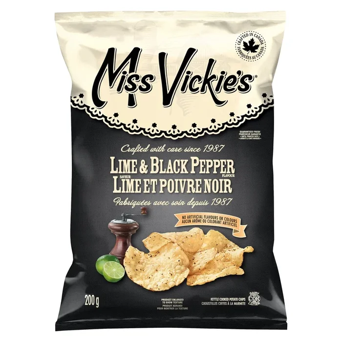Miss Vickie’s Lime and Black Pepper Kettle Cooked Potato Chips, 200-g