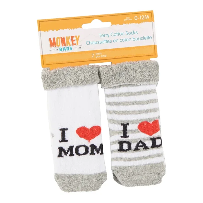 MONKEY BARS Unisex Infant Mom & Dad Socks, 2-Pack