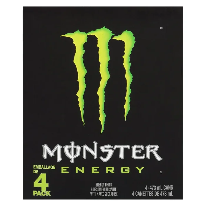 Monster Energy Drink Cans, 4-Pack, 473-ml