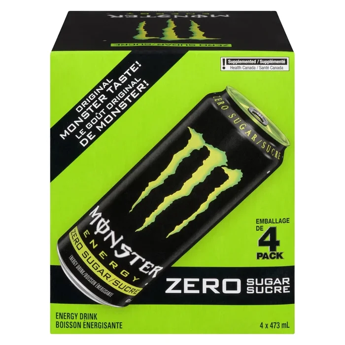 Monster Energy Drink Zero Sugar, 4-Pack, 473 ml