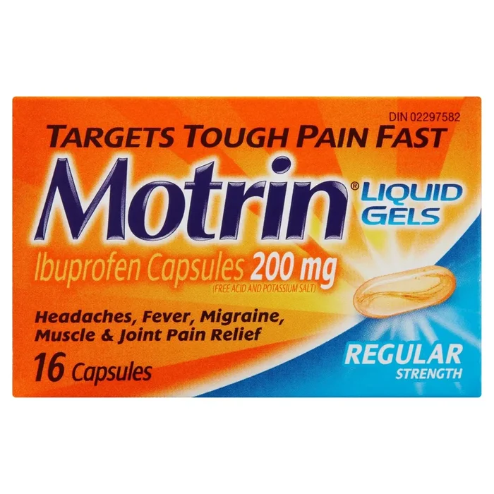 Motrin Liquid Gels Ibuprofen Capsules 200-mg Regular Strength Capsules, 16-Pack