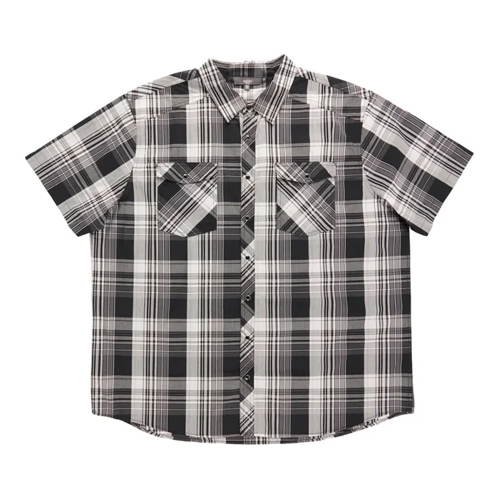 Mountain Ridge Big Guy Plaid Short Sleeve Snap-Up Shirt