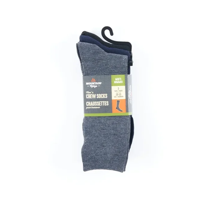 Mountain Ridge Men’s Crew Socks, Pack of 3