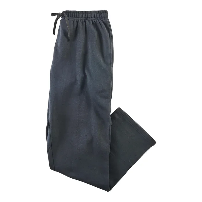 Mountain Ridge Men’s Fleece Pants with Hemmed Ankle and Two On-Seam Pockets, Black