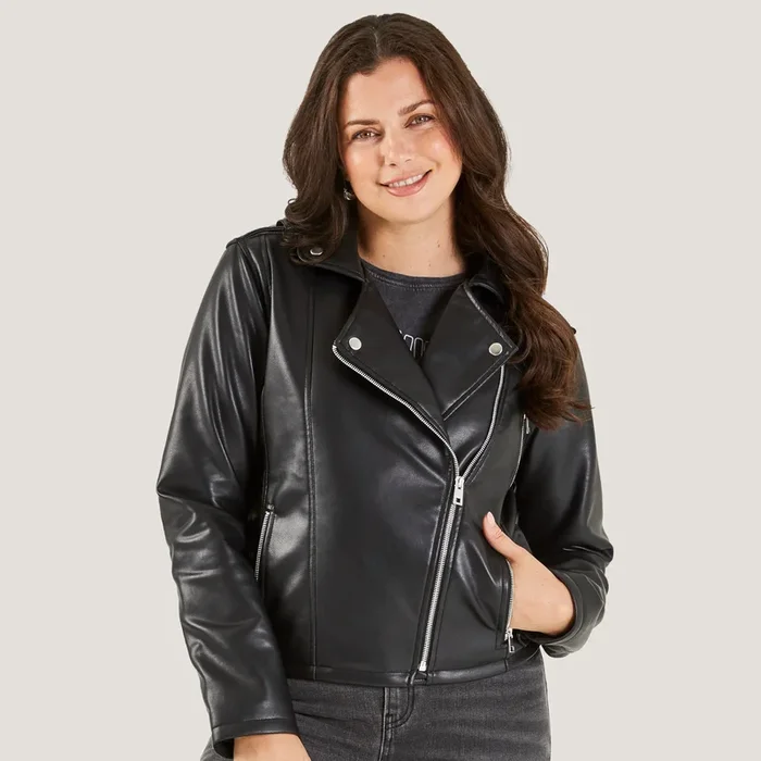 mySTYLE Women’s Faux Leather Moto Jacket
