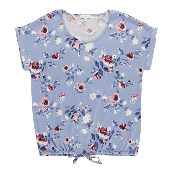 mySTYLE Women’s Festival Tie Front Short Sleeve Knit Top