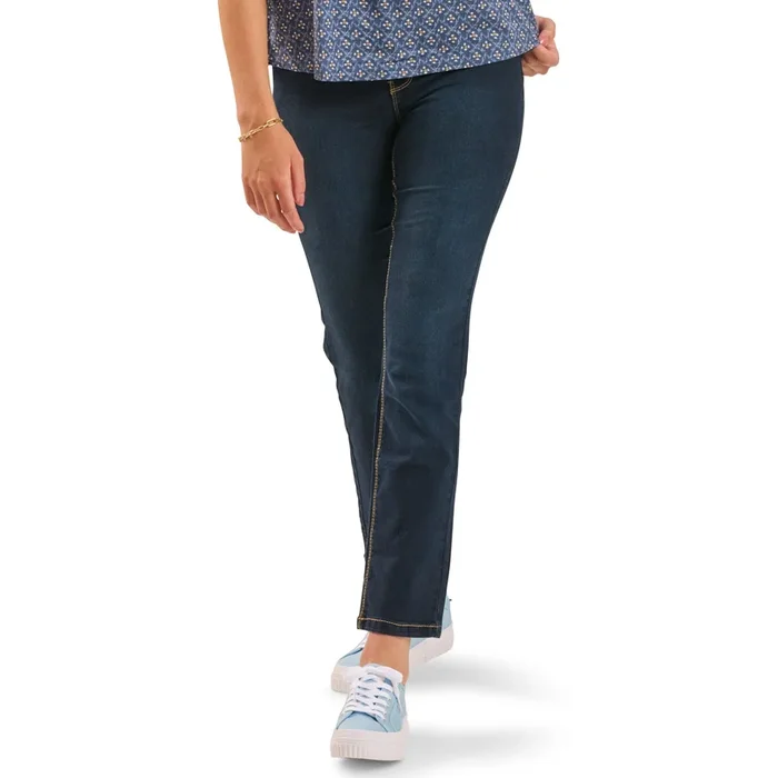 mySTYLE Women’s Mid-Rise Slim Leg Jeans with Zip-Fly and Button Closure, 4, Dark Blue