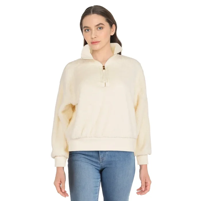 mySTYLE Women’s Mock-Neck Quarter Zip Sherpa Sweatshirt