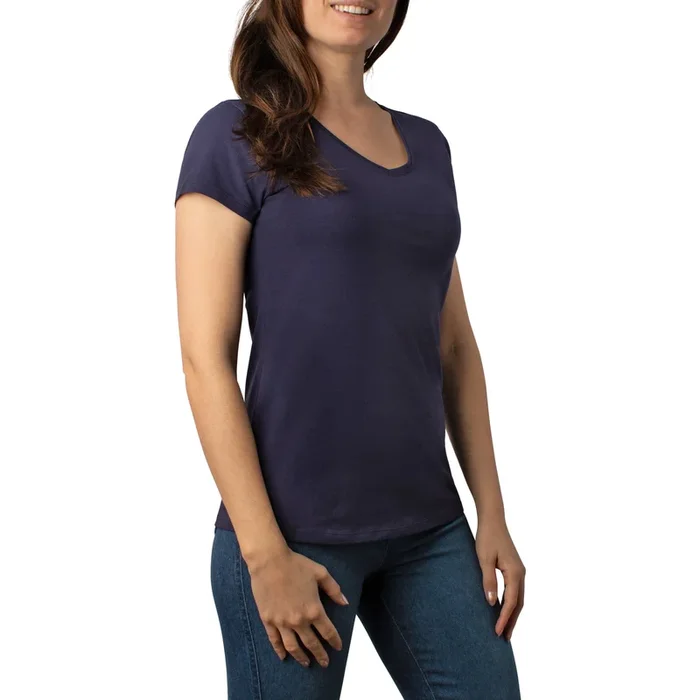 mySTYLE Women’s Neutral Short Sleeve V-Neck Stretch T-Shirt