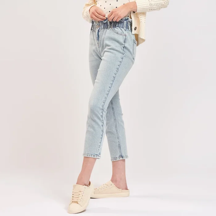 mySTYLE Women’s Paper Bag Cropped Denim Pants