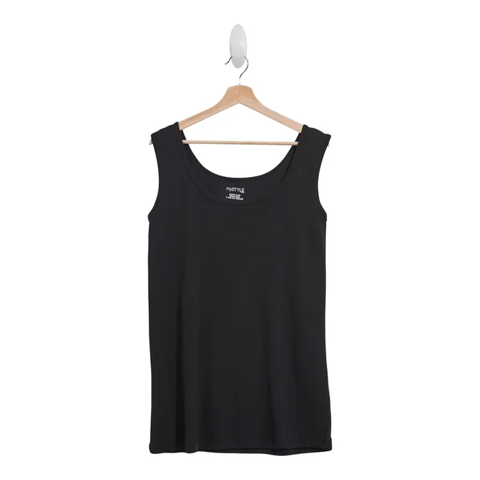 mySTYLE Women’s Plus Black Ribbed Tank Top