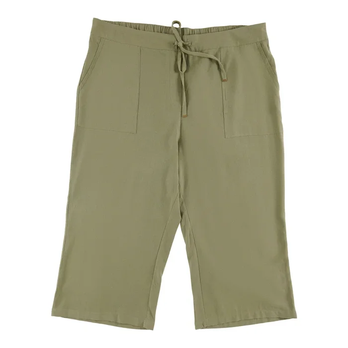 mySTYLE Women’s Plus Cropped Linen Blend Pants