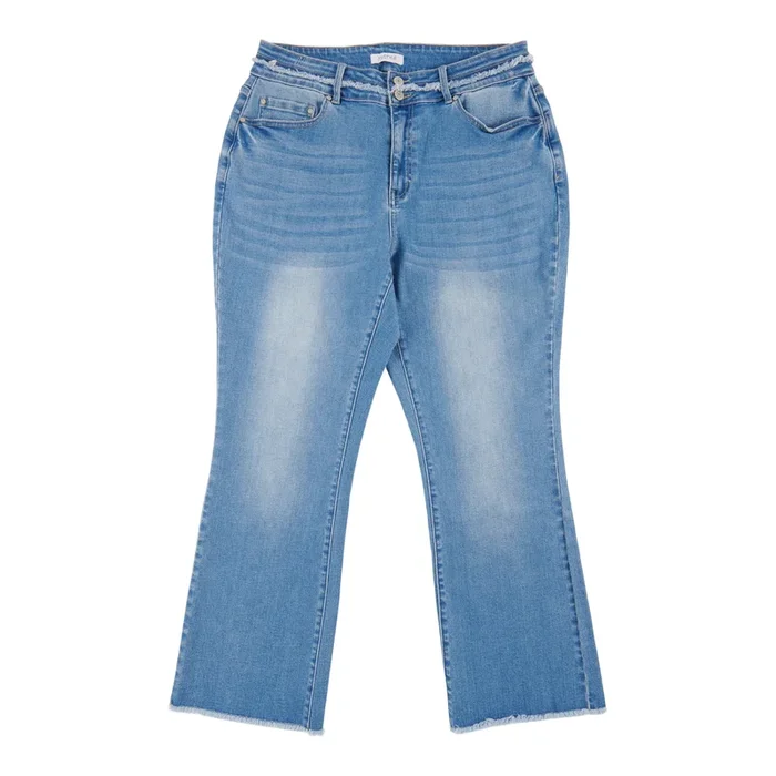 mySTYLE Women’s Plus Frayed Bootcut Jeans