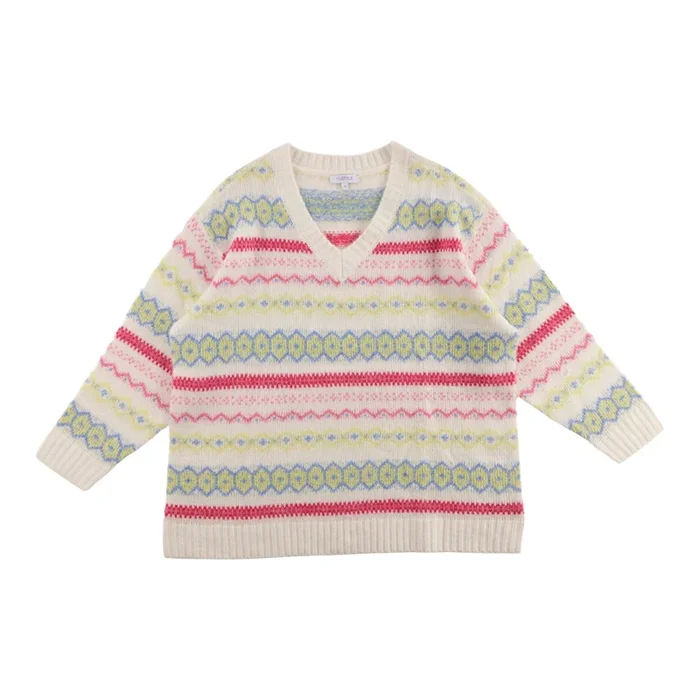 mySTYLE Women’s Plus Jacquard V-Neck Sweater