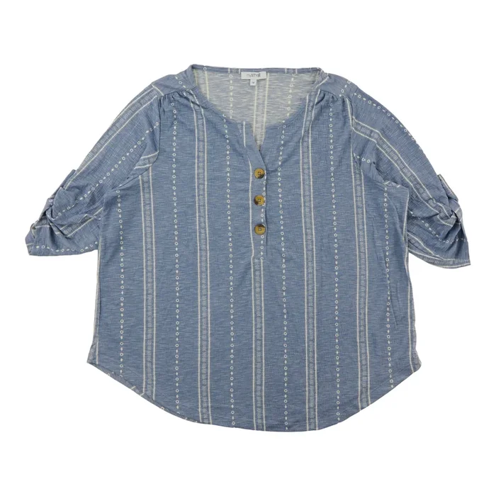 mySTYLE Women’s Plus Long Sleeve Henley