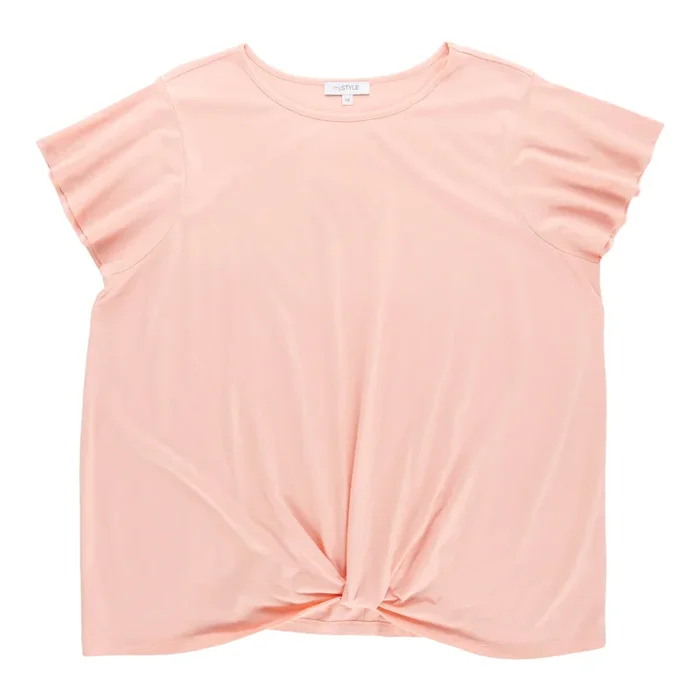 mySTYLE Women’s Plus Twist Front Ruffle Tee